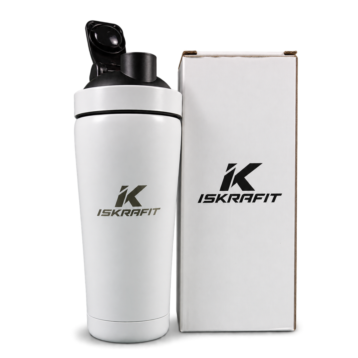Shaker térmico blanco ISKRAFIT de 750 ml con caja de producto