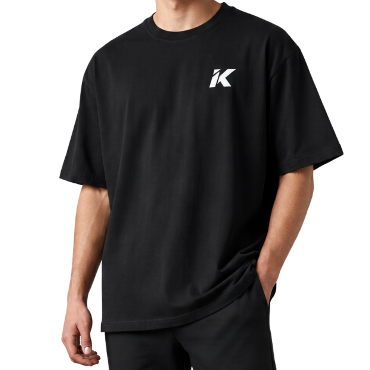 Camiseta oversize negra ISKRAFIT Logo Edition vista frontal