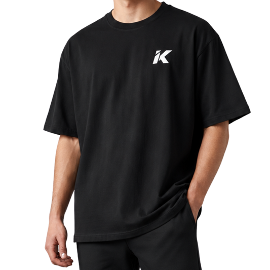 Camiseta oversize negra ISKRAFIT Logo Edition vista frontal